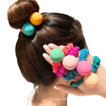 Korean Fluorescent Elastic Hair Bands Ring Rope Hair Accessories Cute New Big Ball Scrunchies Head Tie Bow for Girl Women